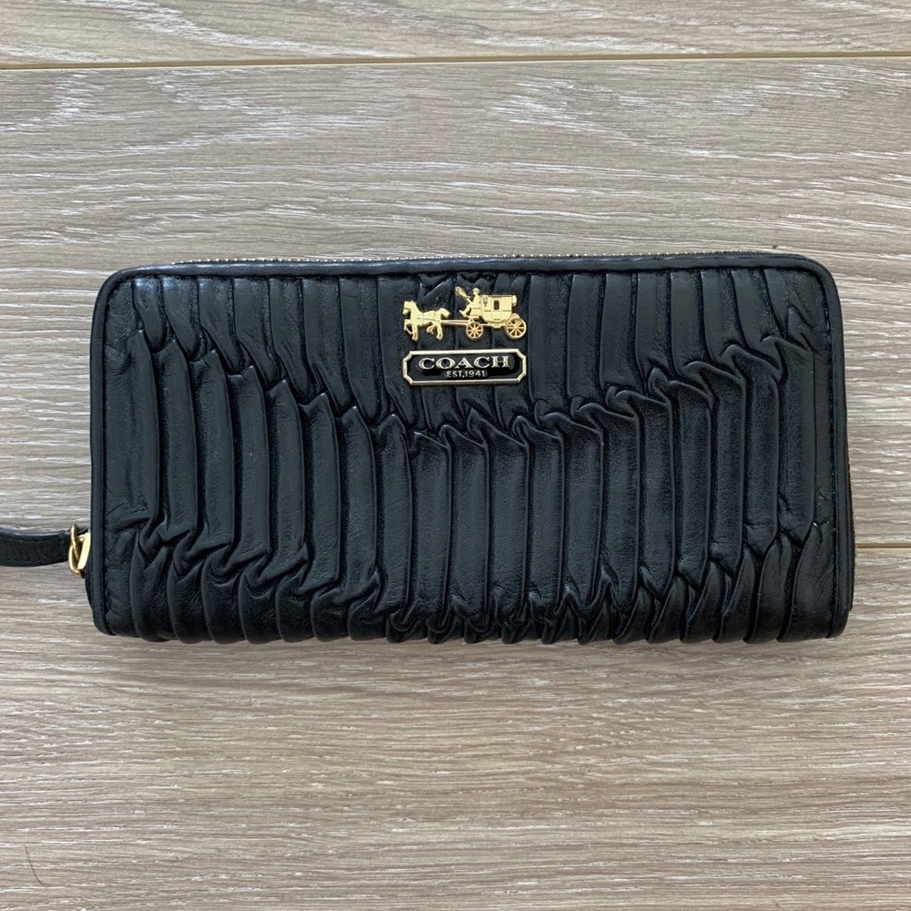 Coach Madison Gathered Leather Zip Wallet